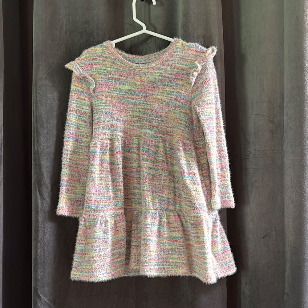 Andy & Evan Rainbow Tiered Ruffled Sweater Dress